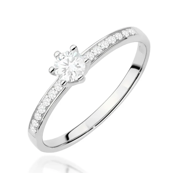 Balto aukso modernus sužadėtuvių žiedas su lab deimantais – Fantastic (0,37 ct)