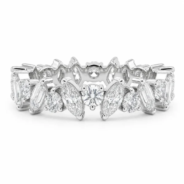 Deimantinė juostelė 24 Marquise & Round 7.36 karatai balto aukso