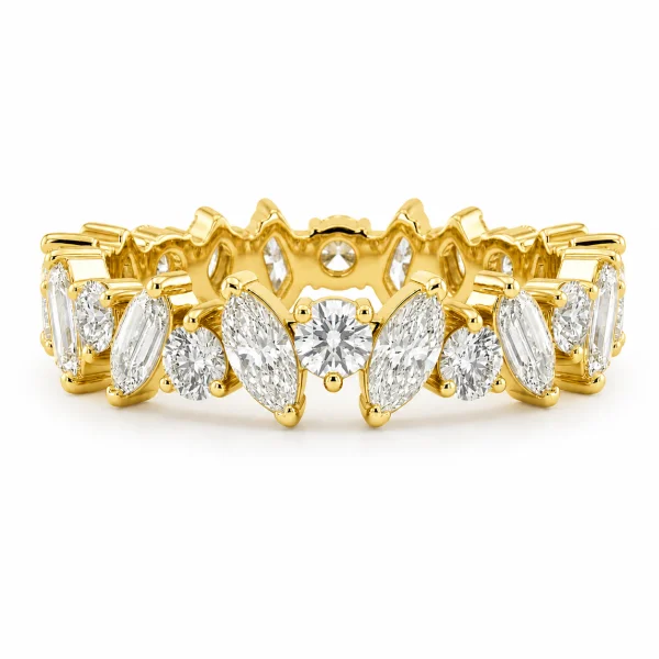 Deimantinė juostelė 24 Marquise & Round 7.36 karatai geltono aukso