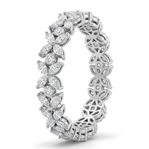 Deimantinė juostelė 35 Marquise & Round 8.90 karatai balto aukso