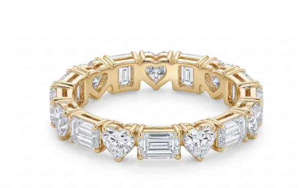 Deimantinė juostelė 5Emerald & 5Heart geltonas auksas