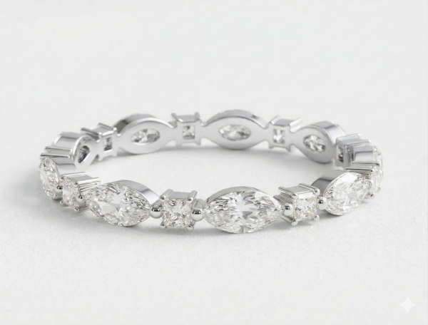 Deimantinė juostelė 6 Marquise & 6 Princess deimantais 3.60 karatai baltas auksas