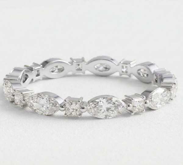 Deimantinė juostelė 6 Marquise & 6 Princess deimantais 3.60 karatai baltas auksas