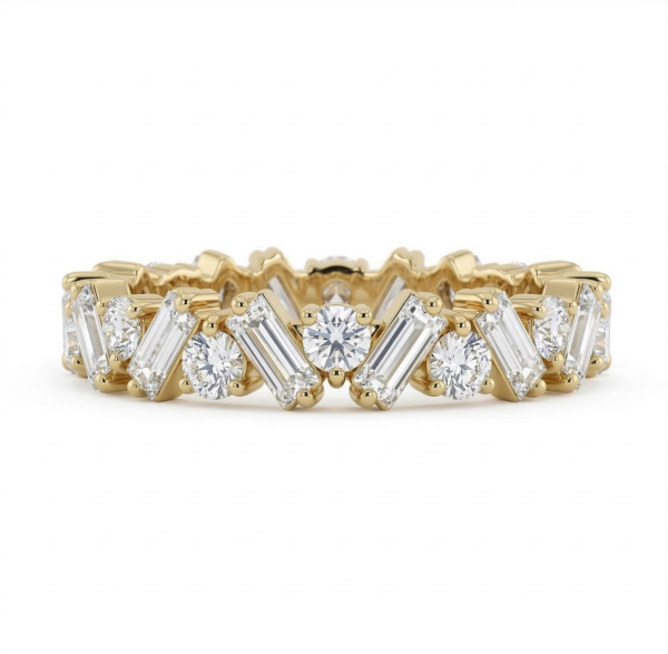 Deimantinė juostelė Emerald & Round geltonas auksas