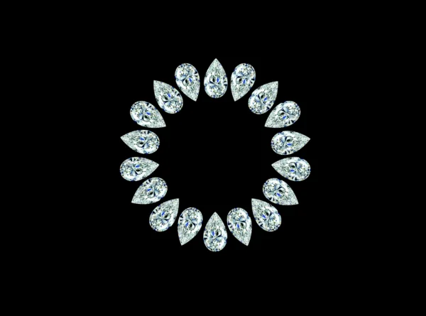 Deimantinė juostelė su 18 lašo formos deimantais (pear cut)