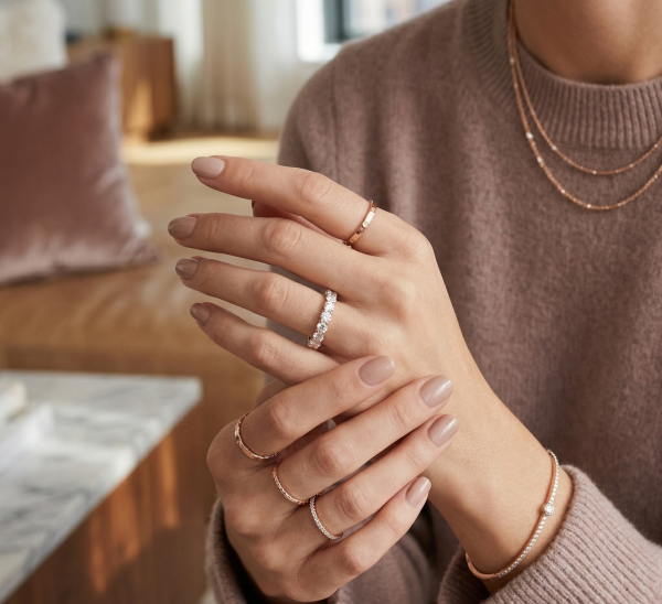 Deimantinė juostelė su deimantais (1.40 ct) 2.50 mm raudono aukso ant rankos