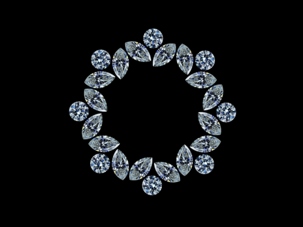 Žiedas deimantinė juostelė su laboratoriniais 24 Marquise/Round 7.36 karatai