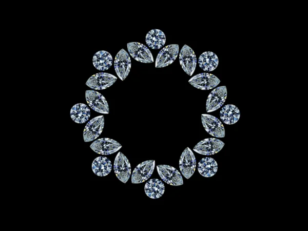 Žiedas deimantinė juostelė su laboratoriniais 24 Marquise/Round 7.36 karatai