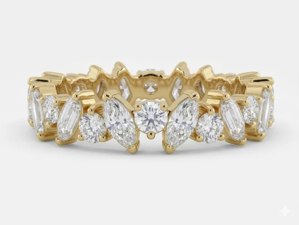 Deimantinė juostelė su laboratoriniais 24 Marquise/Round 7.36 karatai geltonas auksas