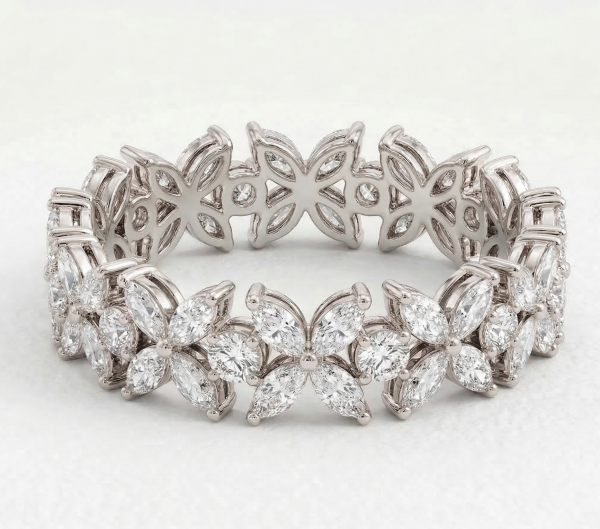 Deimantinė juostelė su 35 Marquise & Round deimantais baltas auksas