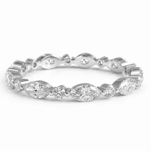 Deimantinė juostelė su laboratoriniais 6 Marquise & 6 Round deimantais 3.60 karatai balto aukso