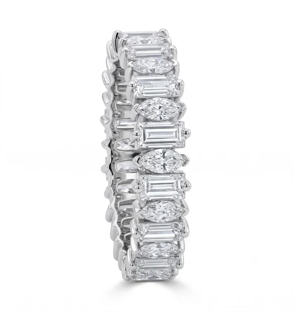 Deimantinė juostelė su 9 Marquise & 9 Baguette deimantais 4.50 karatų balto aukso