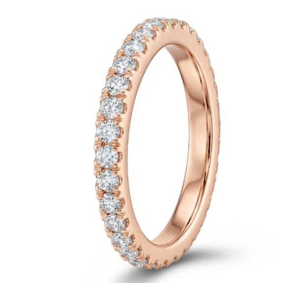 Deimantinė juostelė su laboratoriniais deimantais (1.40 ct) 2.50 mm raudono aukso