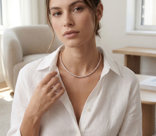 Grandinėlė su deimantais - Teniss raudono aukso (4.21 ct)