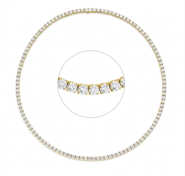 Grandinėlė su deimantais - Tennis geltono aukso 4.21 ct