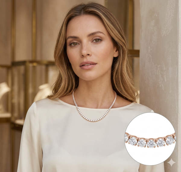 Grandinėlė su deimantais - Tennis kolje 45 cm raudono aukso 18.15 ct