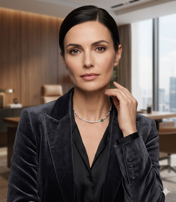 Grandinėlė su deimantais ir smaragdu - Tennis kolje 12.90 ct geltonas auksas