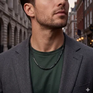 Grandinėlė su juodais deimantais - Tennis kolje 32.00 ct ant kaklo