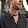 Grandinėlė vyrui su juodais deimantais - Tennis kolje 16.00 ct ant kaklo 40 cm juodas auksas