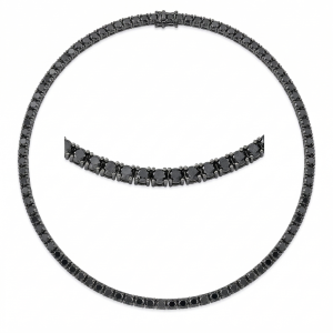 Grandinėlė vyrui su juodais deimantais - Tennis kolje 9.40 ct