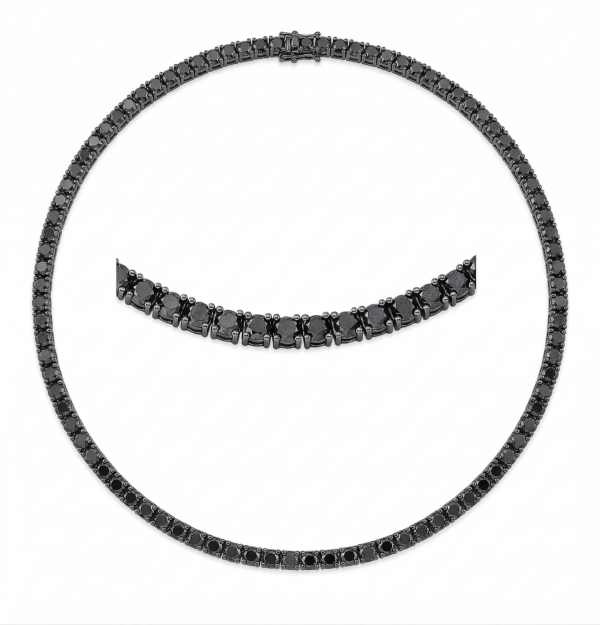 Grandinėlė vyrui su juodais deimantais - Tennis kolje 9.40 ct