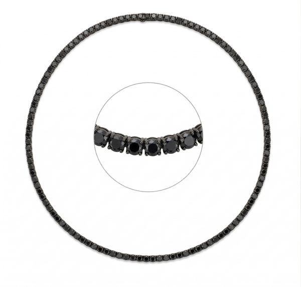 Grandinėlė vyrui su juodais deimantais - Tennis kolje 9.40 ct