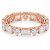 Išskirtinė deimantinė juostelė 5Emerald & 5Heart 7.03 karatai raudono aukso