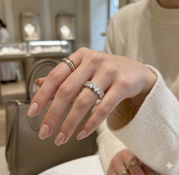 Deimantinė juostelė Emerald & Round 7.36 karatai