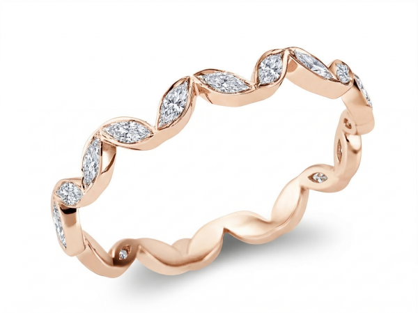 Išskirtinė deimantinė juostelė su 18 Marquise 5.48 karatai raudonas auksas