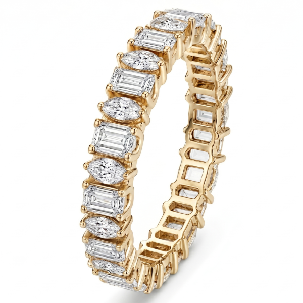 Marquise & 9 Baguette deimantai 4.50 karatai raudono aukso geltono aukso