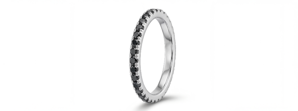 Deimantinė juostelė su juodais deimantais (0.50 ct) 1.50 mm balto aukso