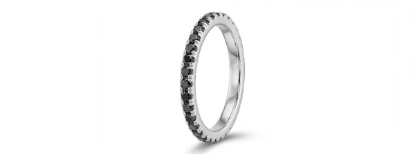 Deimantinė juostelė su juodais deimantais (0.50 ct) 1.50 mm balto aukso