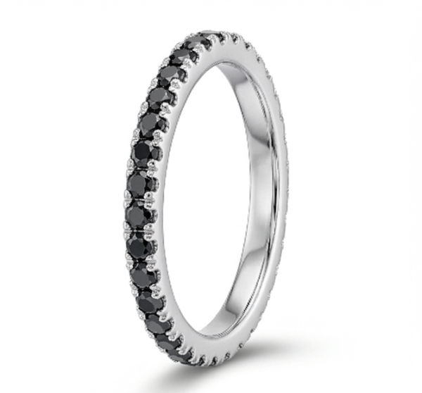 Deimantinė juostelė su juodais deimantais (0.50 ct) 1.50 mm balto aukso