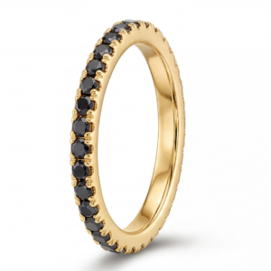 Deimantinė juostelė su juodais deimantais (0.50 ct) 1.50 mm geltono aukso