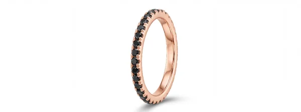 Deimantinė juostelė su juodais deimantais (0.50 ct) 1.50 mm raudonas auksas