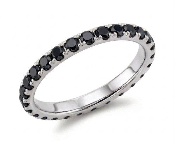 Deimantinė juostelė su juodais deimantais (1.00 ct) 2.00 mm raudono aukso 1