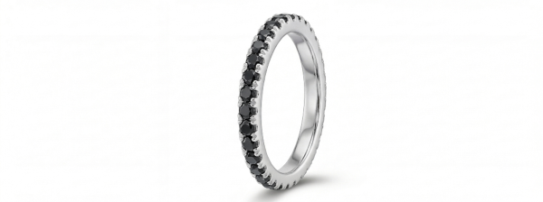 Deimantinė juostelė su juodais deimantais (1.00 ct) 2.00 mm balto aukso