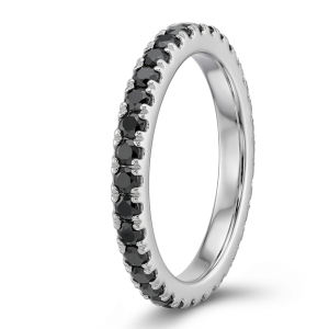 Deimantinė juostelė su juodais deimantais (1.40 ct) 2.50 mm balto aukso