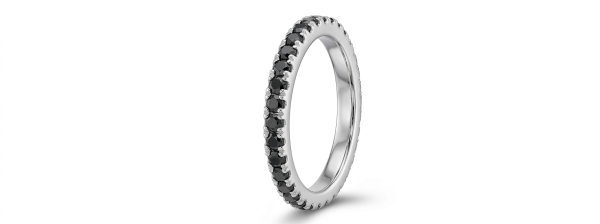 Deimantinė juostelė su juodais deimantais (1.40 ct) 2.50 mm balto aukso