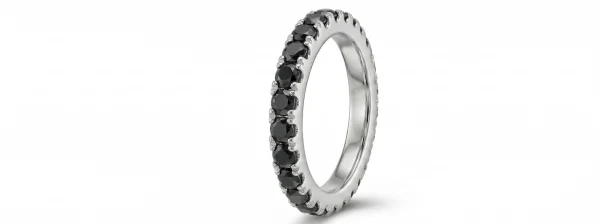 Deimantinė juostelė su juodais deimantais (2.20 ct) 3.10 mm balto aukso