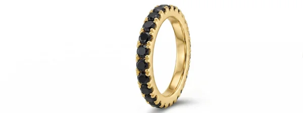 Deimantinė juostelė su juodais deimantais (2.20 ct) 3.10 mm geltono aukso
