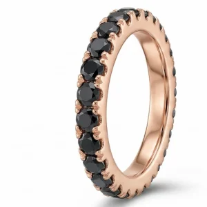 Deimantinė juostelė su juodais deimantais (2.20 ct) 3.10 mm raudono aukso