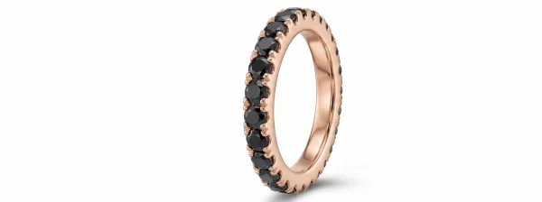 Deimantinė juostelė su juodais deimantais (2.20 ct) 3.10 mm raudono aukso