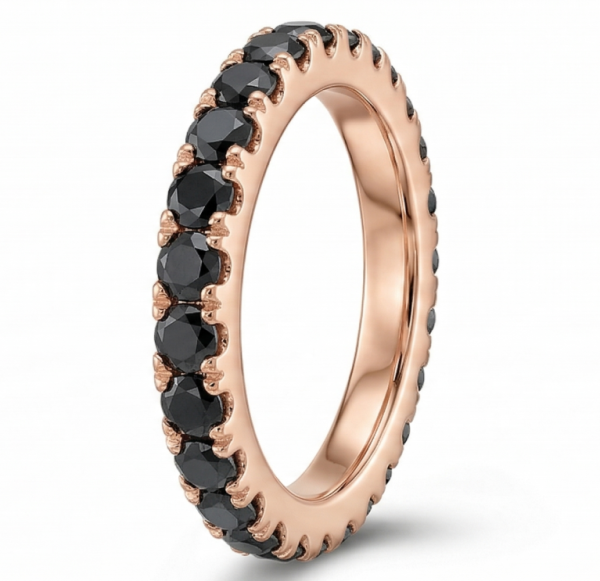 Deimantinė juostelė su juodais deimantais (2.20 ct) 3.10 mm raudono aukso