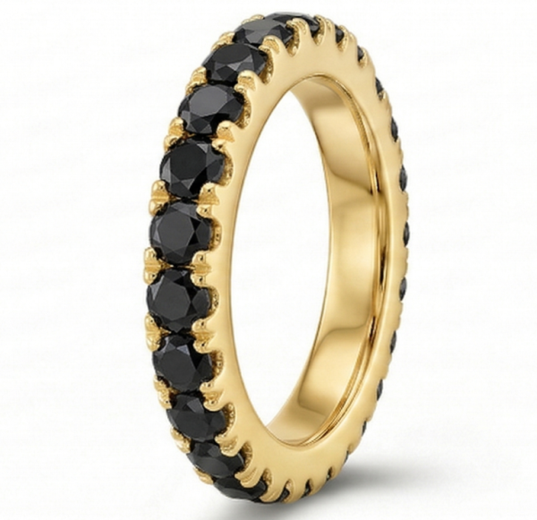 Deimantinė juostelė su juodais deimantais (2.90 ct) 3.60 mm geltono aukso