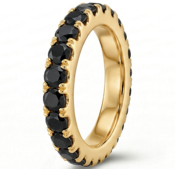 Deimantinė juostelė su juodais deimantais (3.80 ct) 4.00 mm geltono aukso