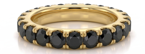 Deimantinė juostelė su juodais deimantais (3.80 ct) 4.00 mm geltonas auksas 1