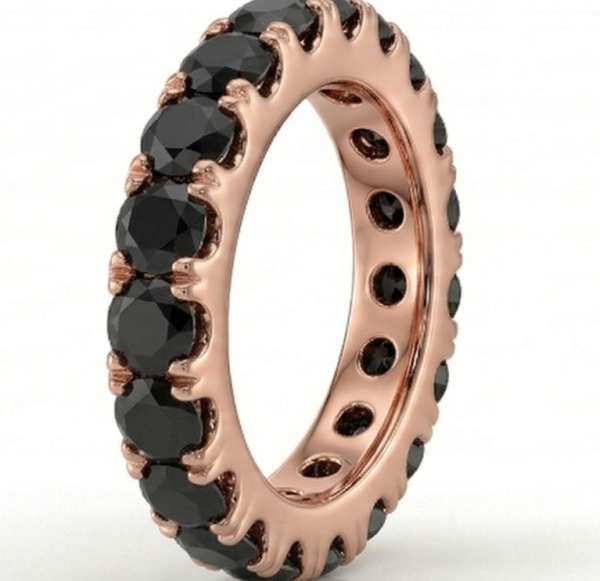 Deimantinė juostelė su juodais deimantais (7.00 ct) 5.40 mm raudono aukso