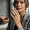 Deimantinė juostelė su juodais deimantais (9.10 ct) 5.90 mm balto aukso ant piršto 22