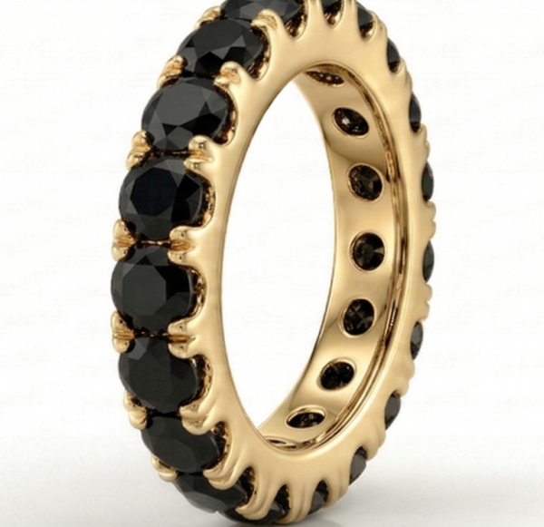 Deimantinė juostelė su juodais deimantais (9.10 ct) 5.90 mm geltono aukso